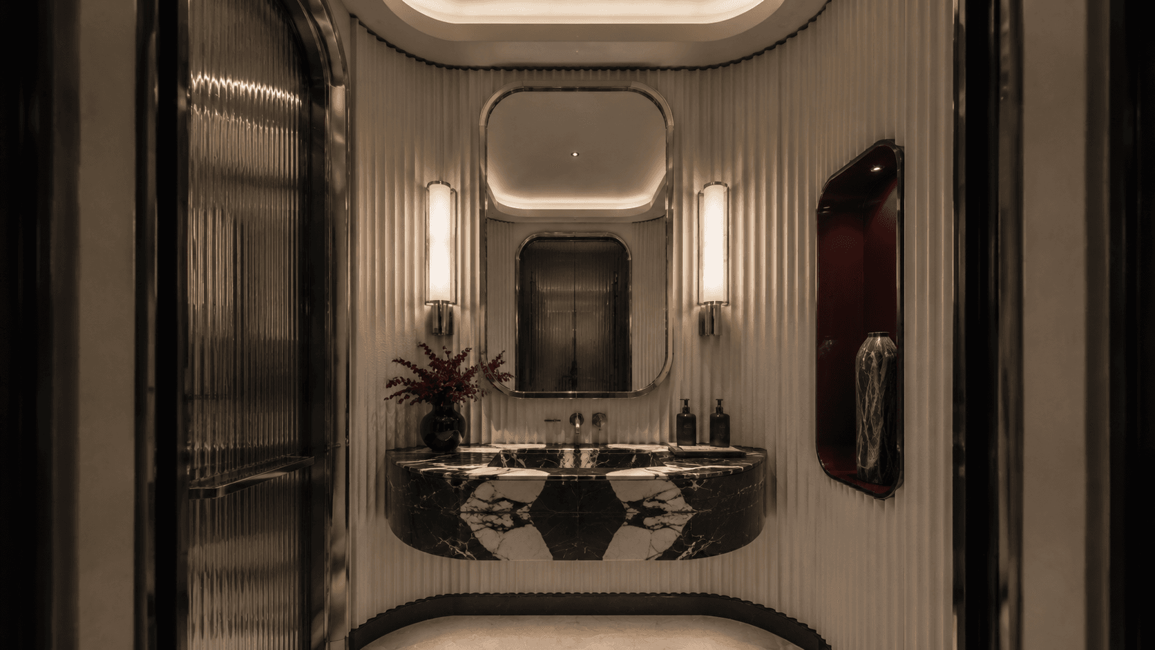 The Meridian Apartment: Primary suite curves