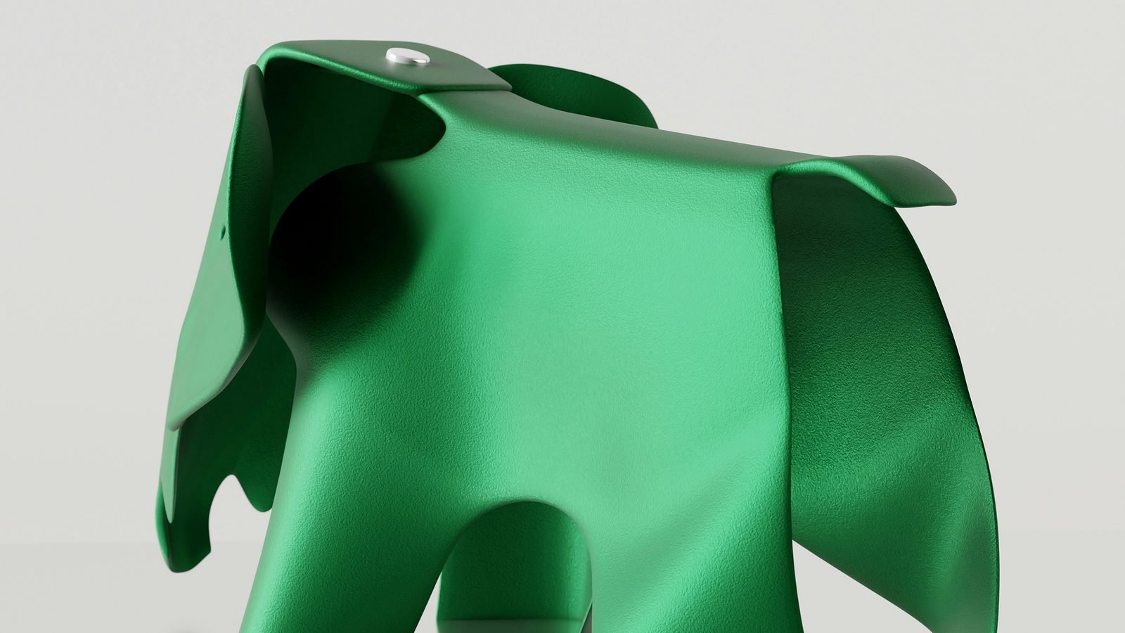 Sculptural green elephant object created as a concept study